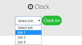 Selecting a job when clocking on