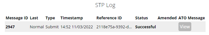 A response from a Successful STP submission to the ATO