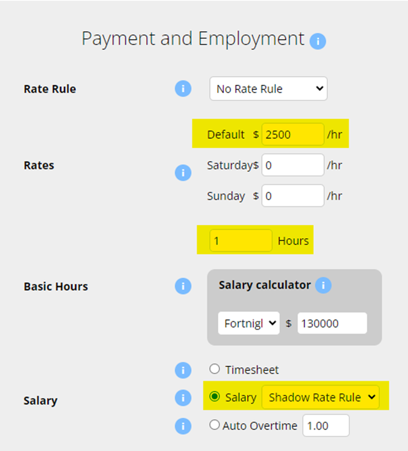 Payment and Employment Example