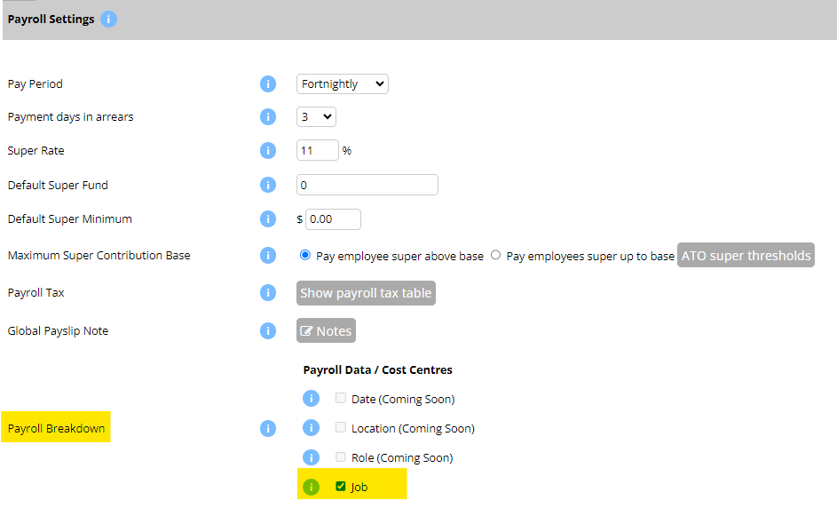 Image of enabling job to payslips