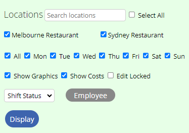 An image of the further rostering filters