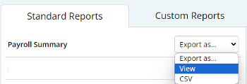 image of report selected with view options