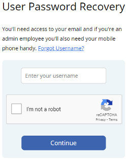 an image of the user password recovery