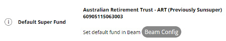 example of the default super fund in global settings