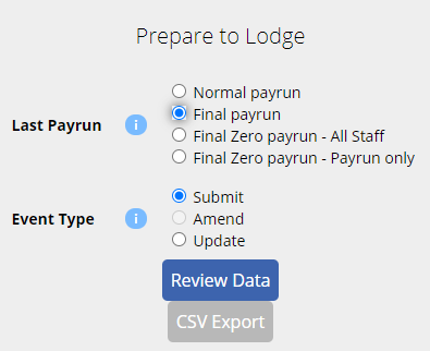 Final STP Submission Settings