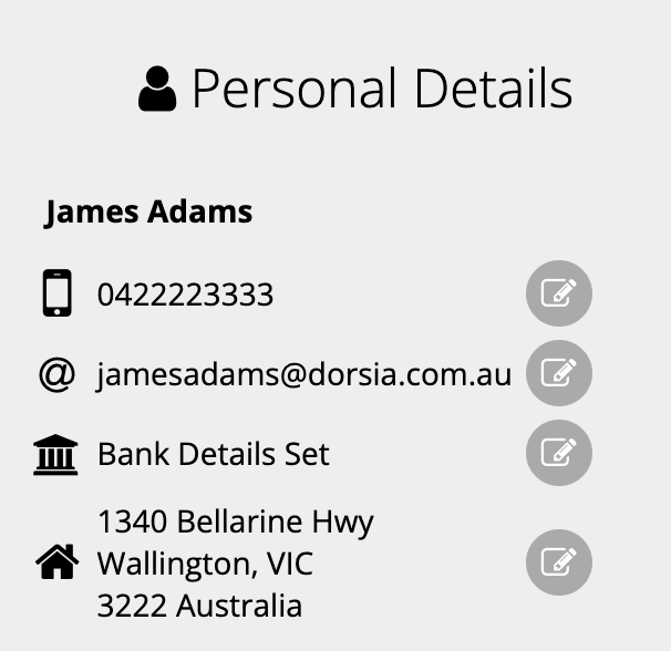 image of personal details section on employee profile