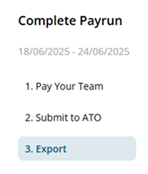 Complete Payrun - Export step