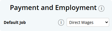 Default Job field on the Employee Profile under Payment and Employment