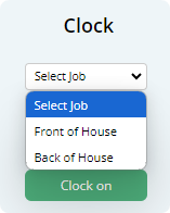 Employee clock in with job selection