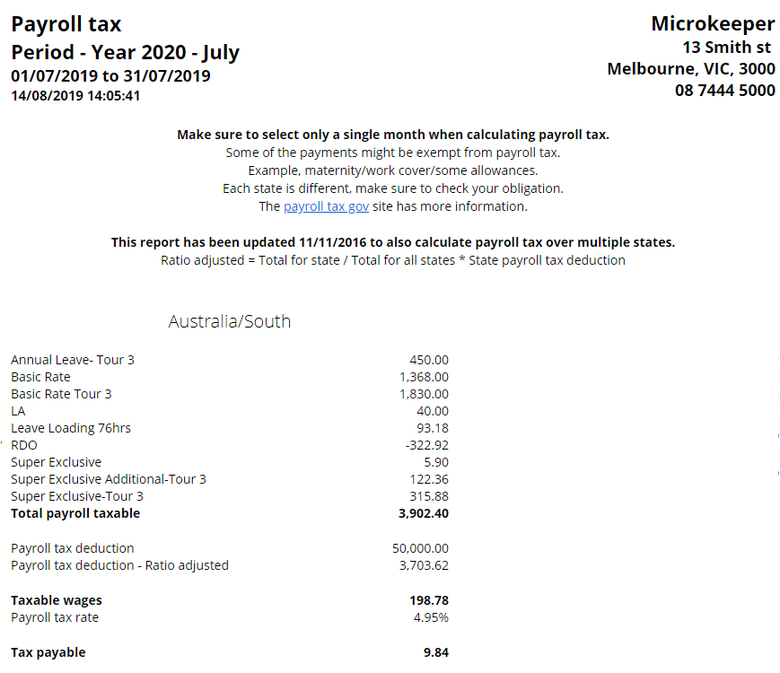 Payroll Tax Report