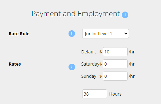 image of assigning a rate rule to the employees profile