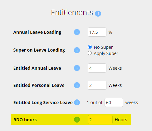 Setting RDO hours in Employee Profile